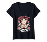 Women's Pediatric Nurse Big Feelings Small Patients Registered RN V-Neck T-Shirt