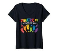 Women's Pediatric PT Little Step Counts Pediatric Physical Therapist V-Neck T-Shirt