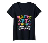 Women's Pediatric PT Little Step Counts Pediatric Physical Therapist V-Neck T-Shirt