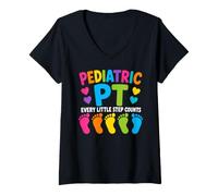 Women's Pediatric PT Little Step Counts Pediatric Physical Therapist V-Neck T-Shirt