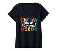 Women's Pediatric PT Little Step Counts Pediatric Physical Therapist V-Neck T-Shirt