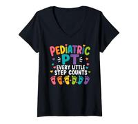 Women's Pediatric PT Little Step Counts Pediatric Physical Therapist V-Neck T-Shirt