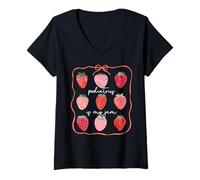 Women's Pediatrics is My Jam Pediatrician Squad Strawberry Bow V-Neck T-Shirt