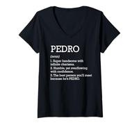 Women's Pedro Definition Personalized Name Pedro Funny Birthday V-Neck T-Shirt