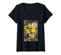 Women's Peel The Beat Rock n Roll Banana Guitarist V-Neck T-Shirt