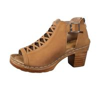 Womens Peep Toe Booties Cutout Side Strap Chunky Heel Cutout Sandals Ankle Bootie with Back Zipper
