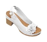 Women's Peep Toe Floral Decor Mid Block Heel Sandals, Breathable Hollow Out Cutout Back Strap Buckle Casual Comfortable Summer Daily Walking Dress Shoes Size 6