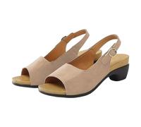 Women's Peep Toe Slingback Sandals Low Block Heel Comfort Summer Shoes Adjustable Buckle Strap Smart Casual Sandals for Walking Office Holiday Khaki