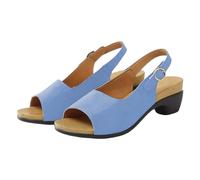 Women's Peep Toe Slingback Sandals Low Block Heel Comfort Summer Shoes Adjustable Buckle Strap Smart Casual Sandals for Walking Office Holiday Blue