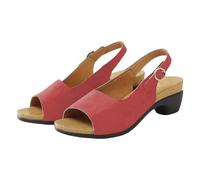 Women's Peep Toe Slingback Sandals Low Block Heel Comfort Summer Shoes Adjustable Buckle Strap Smart Casual Sandals for Walking Office Holiday Red