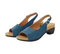 Women's Peep Toe Slingback Sandals Low Block Heel Comfort Summer Shoes Adjustable Buckle Strap Smart Casual Sandals for Walking Office Holiday Dark Blue