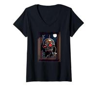 Women's Peeping Tom Robot V-Neck T-Shirt