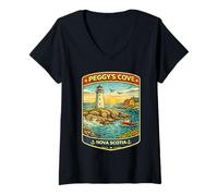 Women's Peggy’s Cove Nova Scotia Family Vacation V-Neck T-Shirt