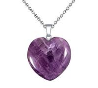 Women's Pendants & Coins Natural Stone Crystal Amethyst Powder Crystal Pendant Peach Shaped Gem Pendant Necklace
