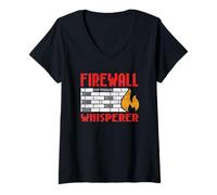 Women's Penetration Tester Cyber Security Firewall Whisperer V-Neck T-Shirt