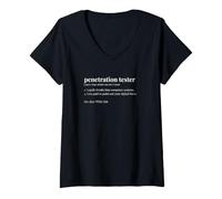 Women's Penetration Tester Dictionary Definition Ethical Hacker V-Neck T-Shirt