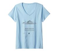 Women's Penguin But Why Head Towards The Mountains Motivational V-Neck T-Shirt