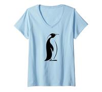 Women's Penguin Logo V-Neck T-Shirt, Baby Blue, XX-Large