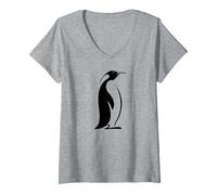 Women's Penguin Logo V-Neck T-Shirt, Heather Grey, Small