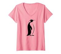 Women's Penguin Logo V-Neck T-Shirt, Pink, Large