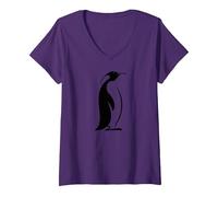 Women's Penguin Logo V-Neck T-Shirt, Purple, Small