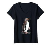 Womens Penguin Standing Antarctic Wildlife Nature Bird V-Neck T-Shirt