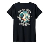 Womens Penguin Surfing Waves South Africa Cape Cod Surfs Up Fun V-Neck T-Shirt