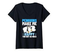Women's Penguins Make Me Happy You Not So Much Funny Penguin V-Neck T-Shirt