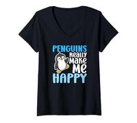 Women's Penguins Make Me Happy You Not So Much Funny Penguin V-Neck T-Shirt