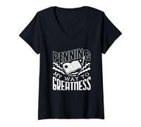 Women's Penning My Way to Greatness Published Author Book Author V-Neck T-Shirt