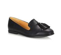 Womens Penny Tassel Loafers Slip On Ladies Black Synthetic Leather Flat Mocassins Shoes