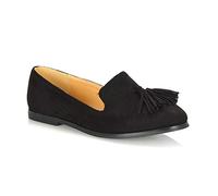 Womens Penny Tassel Loafers Slip On Ladies Flat Mocassins Shoes Size 3-8 Black Faux Suede
