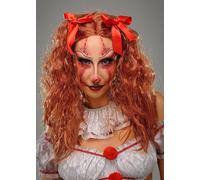 Womens Pennywise Style Curly Ginger It Clown Wig with Bows