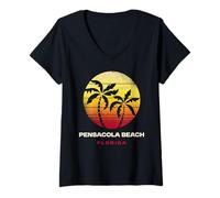 Women's Pensacola Beach Florida Tropical Pensacola Sunset Design V-Neck T-Shirt