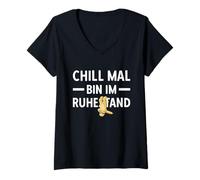 Womens Pensionierung Chill Mal Bin Im Ruhestand Rente V-Neck T-Shirt