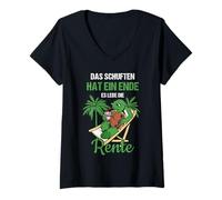 Womens Pensionierung Das Schuften Hat EIN Ende ES Lebe Die Rente V-Neck T-Shirt