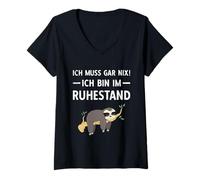Womens Pensionierung Ich Muss Gar Nix! Ich Bin Im Ruhestand Rente V-Neck T-Shirt