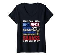Womens People Call Me Red Neck V-Neck T-Shirt