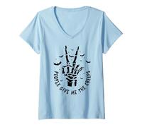 Womens People Give Me The Creeps Funny Halloween Introvert V-Neck T-Shirt