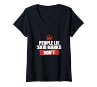 Womens People Lie Skid Marks Doesn't Funny Highway Patrol Officer V-Neck T-Shirt