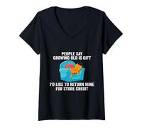 Womens People Say Growing Old Is A Gift I'd Like To Return Mine V-Neck T-Shirt