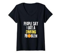Women's People Say I Got A Dinking Problem Funny Pickleball Lover V-Neck T-Shirt