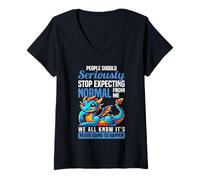 Womens People Should Seriously Stop Expecting Normal From Me Dragon V-Neck T-Shirt