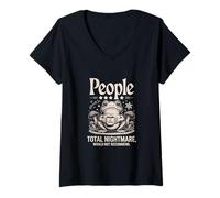 Women's People Total Nightmare Would Not Recommend Frog No Thanks V-Neck T-Shirt