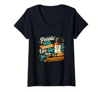 Women's People Who Don't Use Oil Funny Frankincense Pun V-Neck T-Shirt
