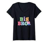 Womens Peppa Pig 20th Anniversary Big Bro Colorful Logo V-Neck T-Shirt