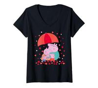 Women's Peppa Pig Family Valentine V-Neck T-Shirt