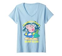 Womens Peppa Pig George and Dino's Surf Club V-Neck T-Shirt