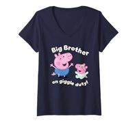 Womens Peppa Pig George Pig Giggle Duty V-Neck T-Shirt