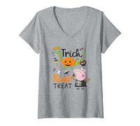 Womens Peppa Pig Halloween Trick Roar Treat George's Costume V-Neck T-Shirt